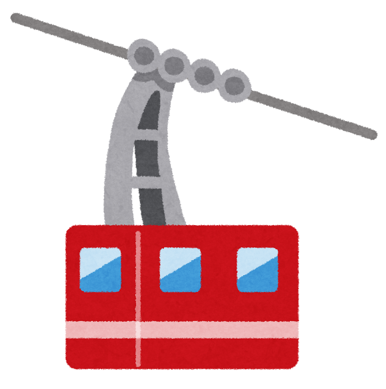 ロープウェイのゴンドライラストレイン🚂 - イラスト無料素材
