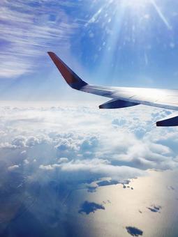北海道の航空写真 飛行機の窓からの景色あおいとりっぷ