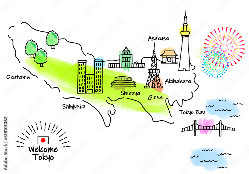 東京 観光地のイラスト素材 -