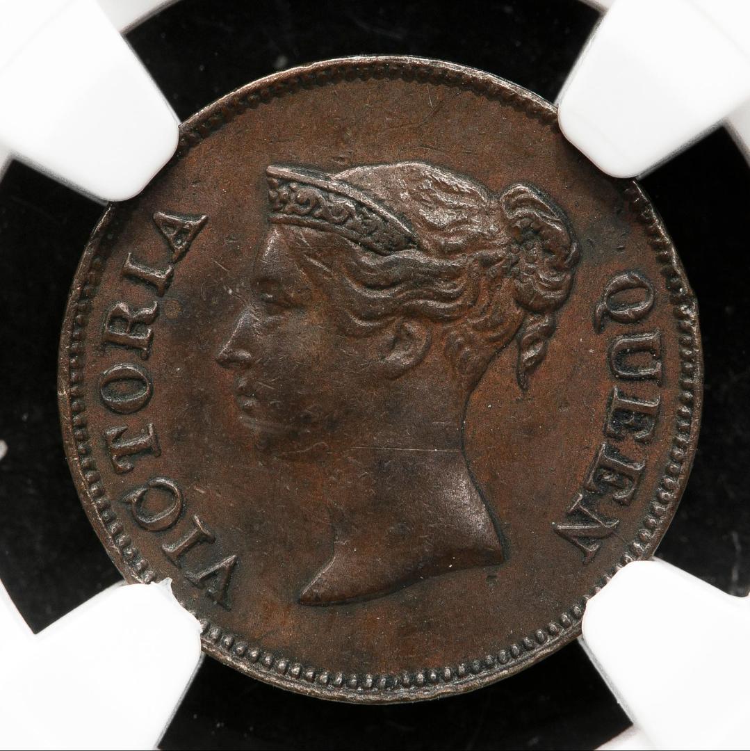 イギリス領海峡植民地 1セント銅貨 1895年 未使用 トーン