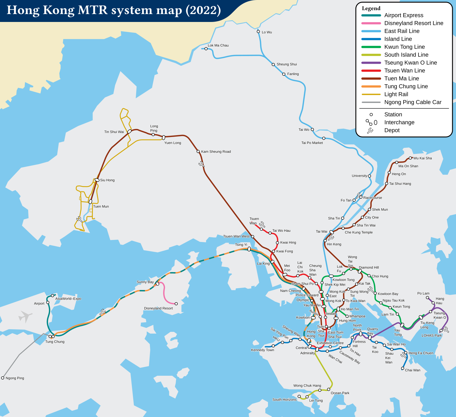 香港ＭＴＲ路線図: マカオ旅行 便利メモ